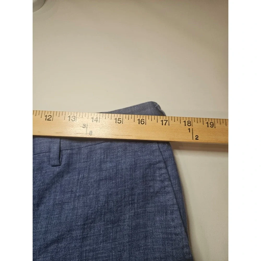 Bianco Brioni Florence Modern Blue Linen Pants Mens 36S Designer Made In‎ Italy